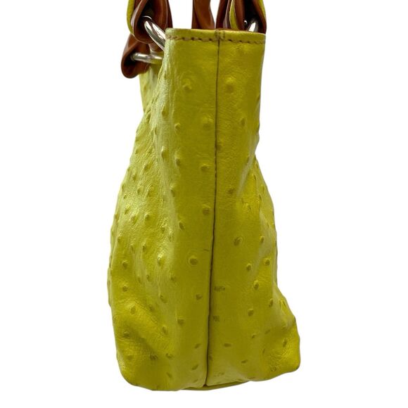 Cecconi Piero Leather Purse Handbag Tote Yellow Small Textured Italy Preppy - Picture 3 of 14